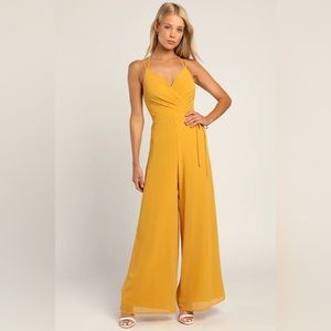 NWT Decidedly Chic Yellow Sleeveless Wide-Leg Jumpsuit